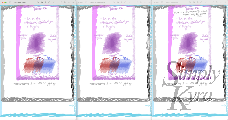 Edge-doodle comparison across devices. This page started on the smaller move and increased in size to the rm2 then paper pro.