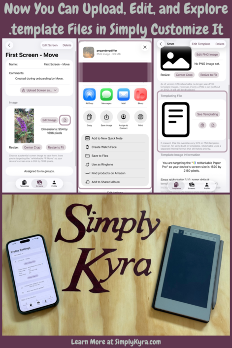 Pinterest geared image showing my post title, images from below, and my main URL.