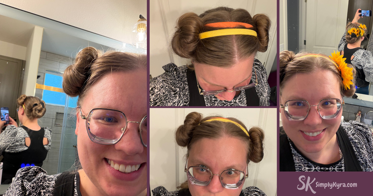 Collage of the final buns and the flower pins!