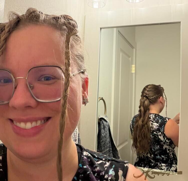 Selfie in the mirror to see the front and back. 