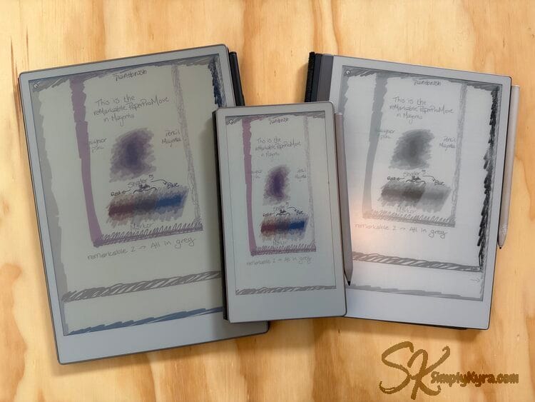 Image shows the three devices with the sides cut off on the reMarkable Paper Pro Move.