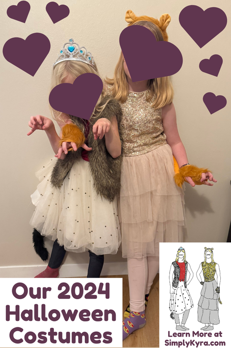 👑🎃 Two creative sisters built their own Lion Princess and Demon Werewolf Cat Princess costumes using thrifted finds, old accessories, and a little imagination. Handmade trick-or-treat bags, rainy night memories, and plenty of sparkle.... a cozy family Halloween recap from SimplyKyra.com