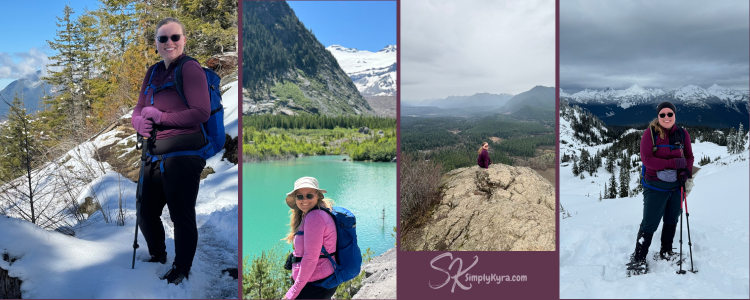 Image shows a collage of four images of me with a great view behind.