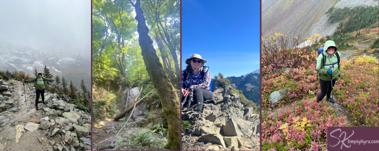 Four images with me in 3 of them all showing the epic landscape of Washington.