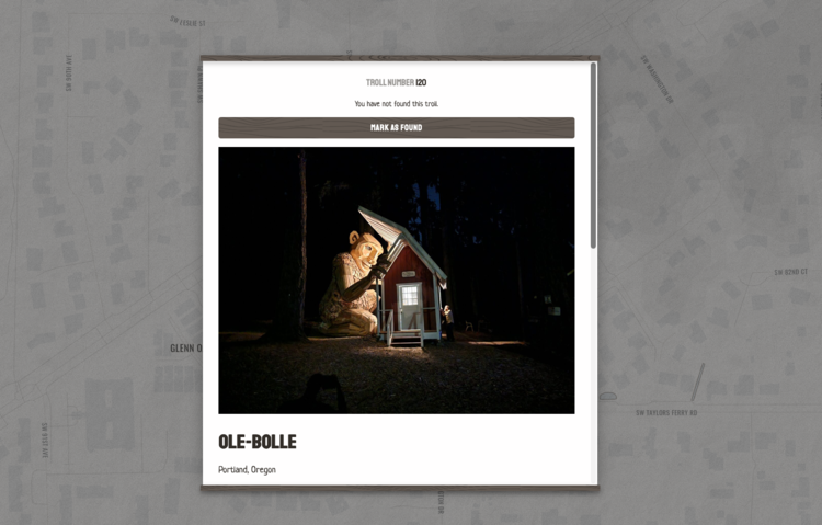 Screenshot showing Ole-Bolle on the troll map.