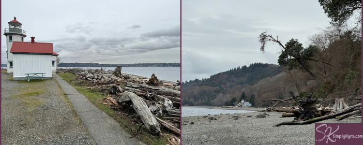 Collage of the light house and the beach.