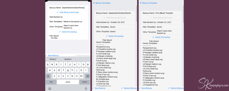 Screenshots of the views of the older pre-published app.