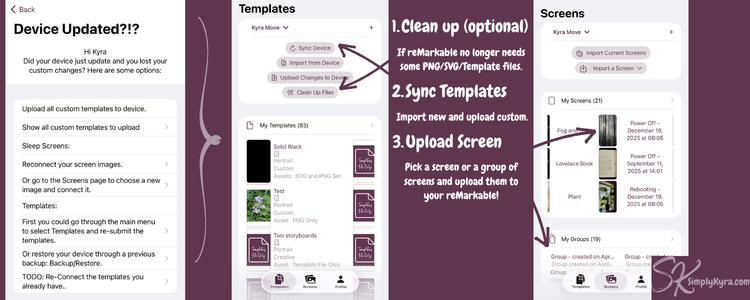 One screenshot on the left showing the pre-published way and four on the right showing how it now looks.