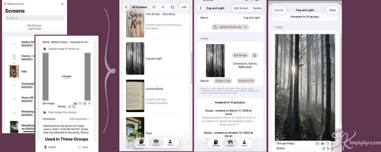 Two screenshots on the left showing the pre-published way with screen browse and screen edit... and four on the right showing how it now looks.