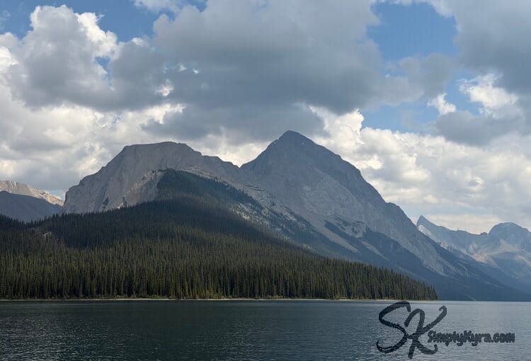 Mountains, water, and more sky.