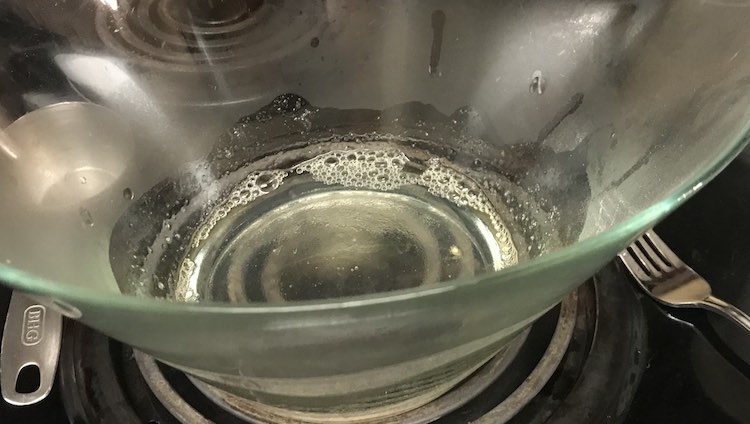 Make a mixture of gelatin (2 tsp) and water (1/2 cup boiling, dissolve, and then 1 1/2 cup warm).