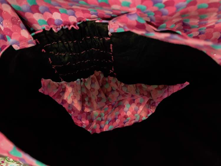 Inside of the sparkly Patsy dress' bodice.