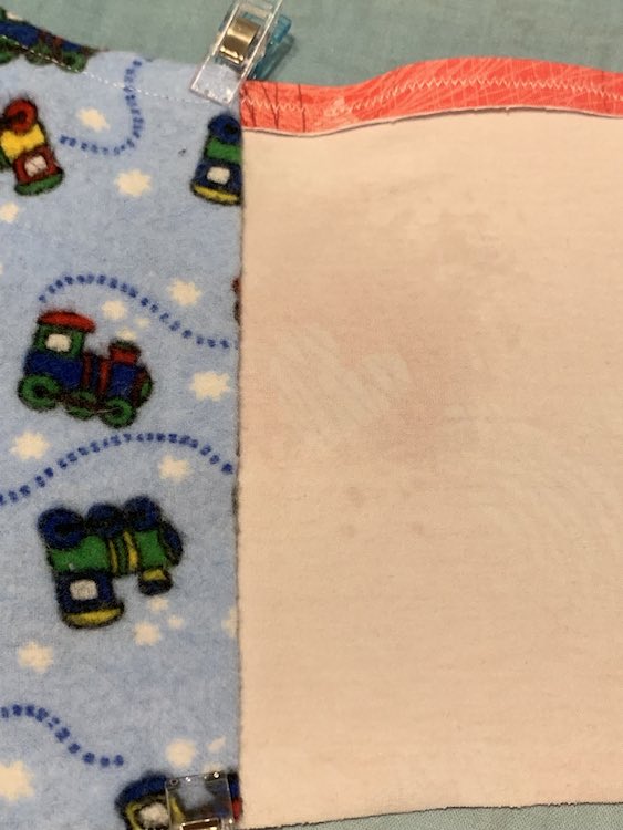 Knit back clipped into place.