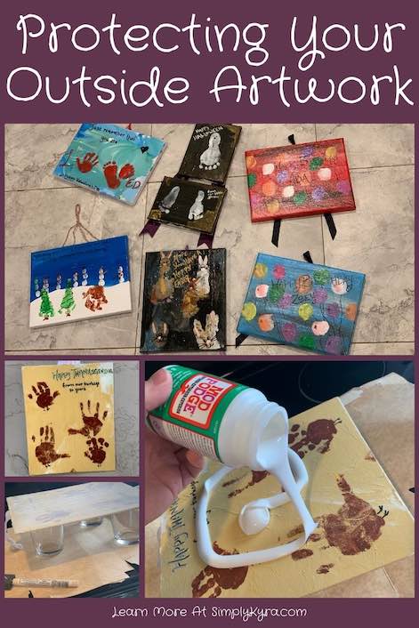 Pinterest image showing several pictures including the finished artwork and the art in progress. All pictures are also shown below.