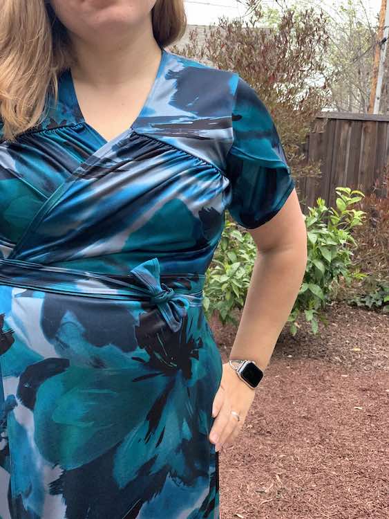 Closeup view of the tie and dress.