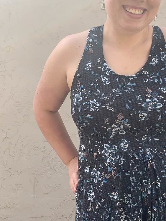 Image shows a closeup of part of the bodice and the upper part of my skirt.