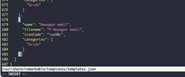 Image shows my cursor right beside on the closing curly bracket on line 685. Vim automatically highlights that and the matching curly bracket in light blue.