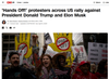 Screen shot of CNN story on "hands off" protests in the US