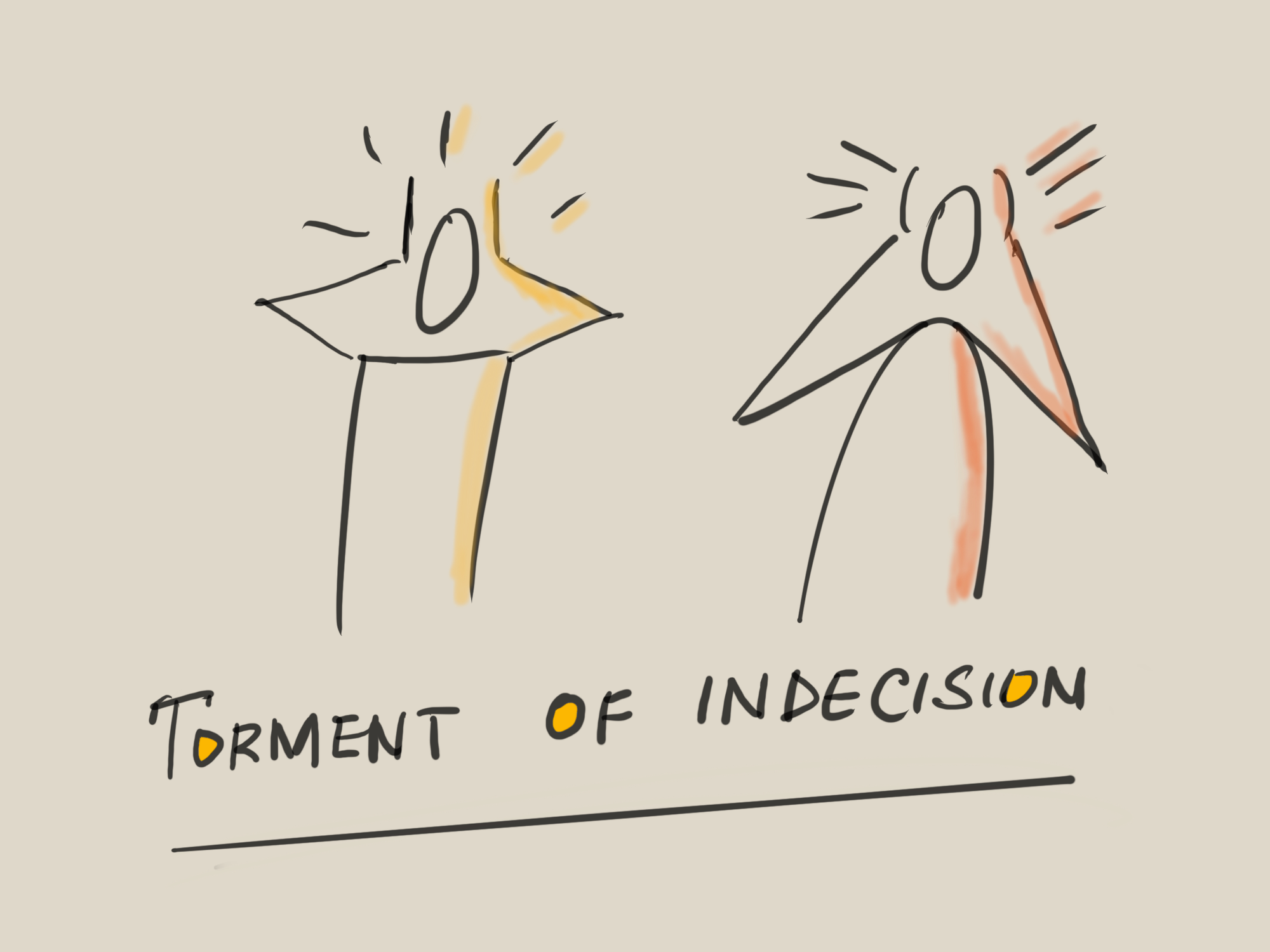 Sketch of a frustrated person pulling their hair, trapped in the torment of indecision and overwhelmed by the struggle to make a choice.