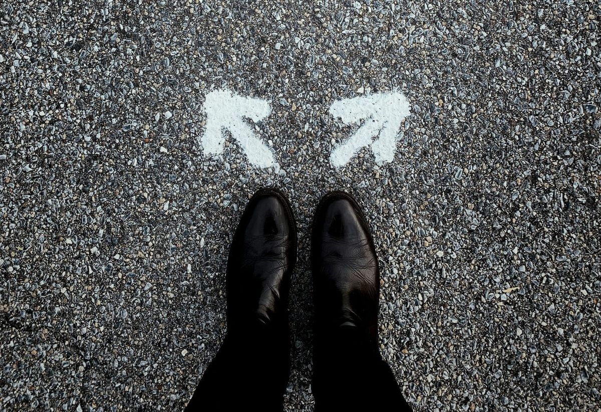 A man deciding which way to go