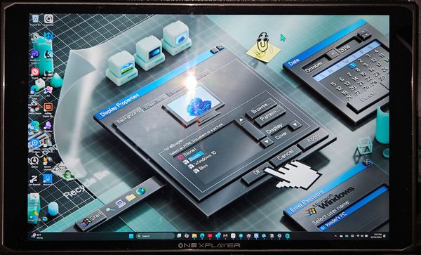 Snapshot of my OneXPlayer 2 Pro with Windows Insider Program anniversary wallpaper