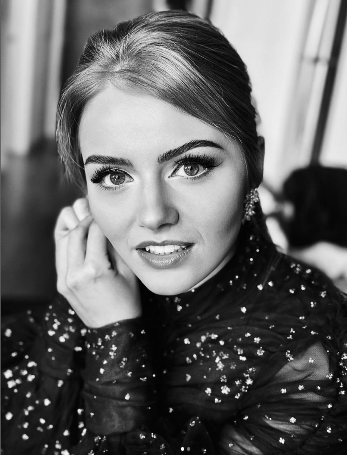 Russell gets ready at the 2023 Grammys, honoring her grandmother, Loretta Lynn / Emmy Russell Instagram