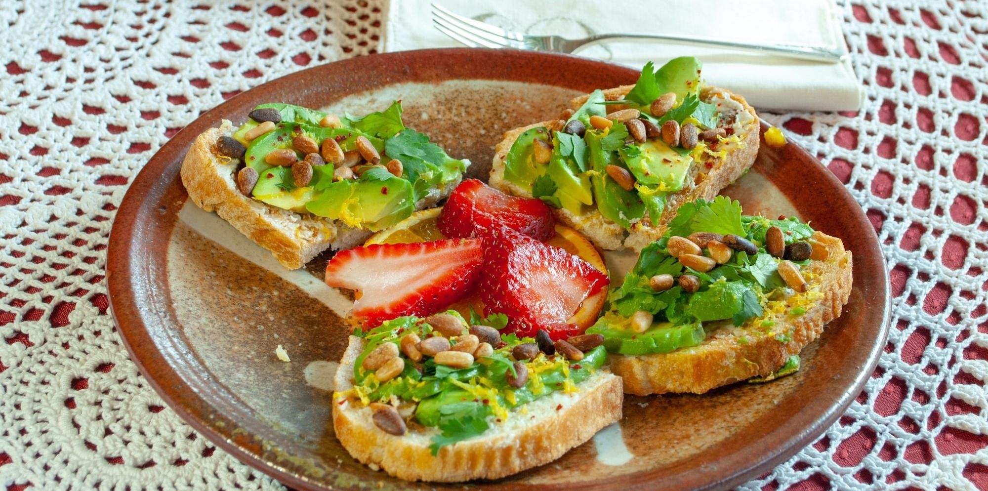 pine nuts on toast bread