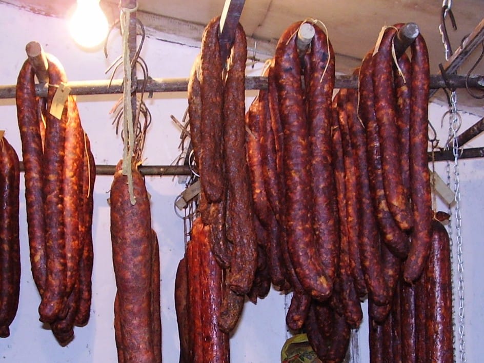 Kolbász (Hungarian sausage) made from Mangalitsa