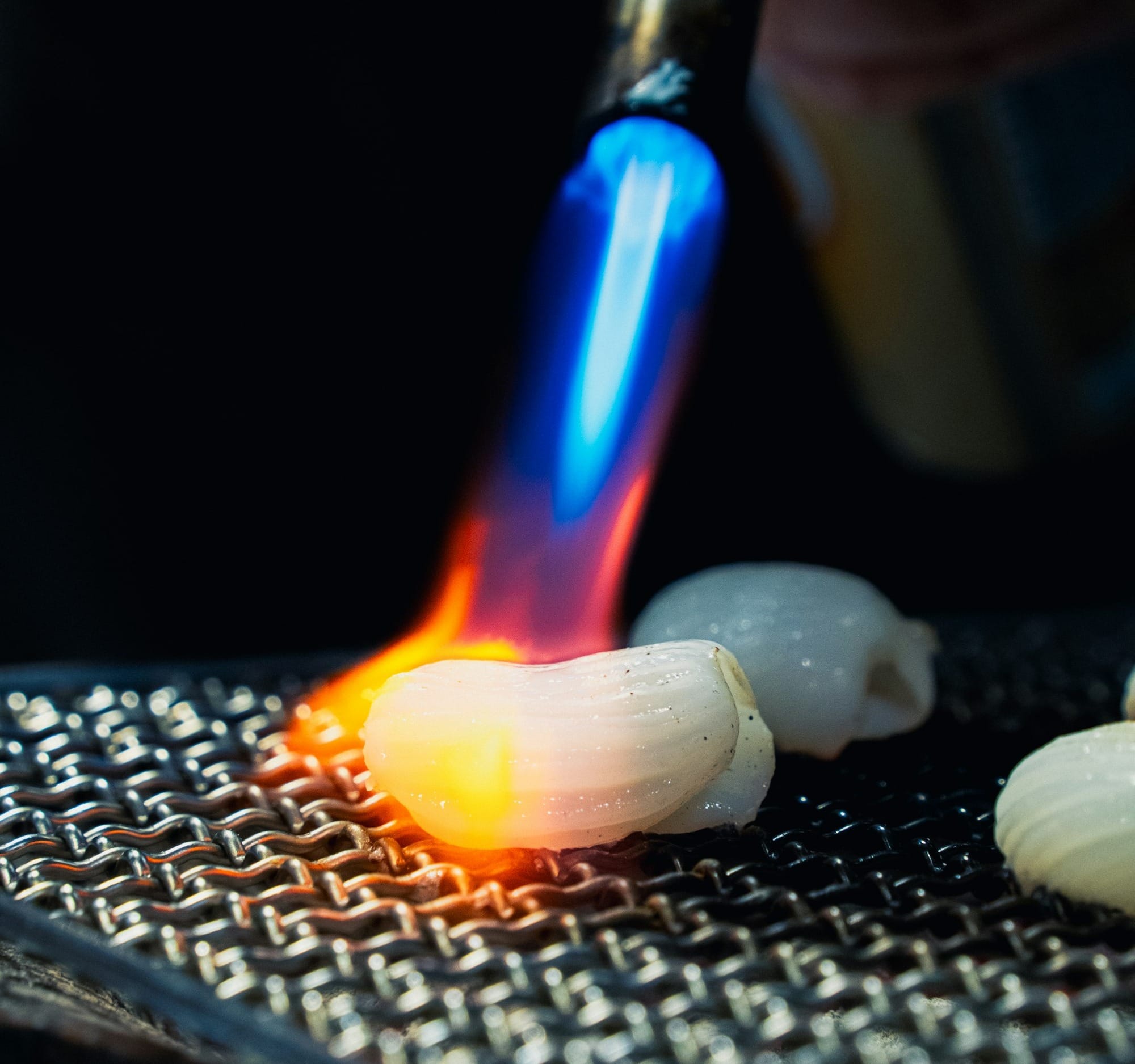 blowtorch quickly over the surface of the squid nigiri