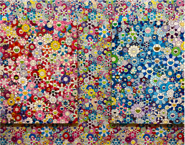 The Space Between Chaos and Calm finds Takashi Murakami’s Stepping in the Tail of a Rainbow