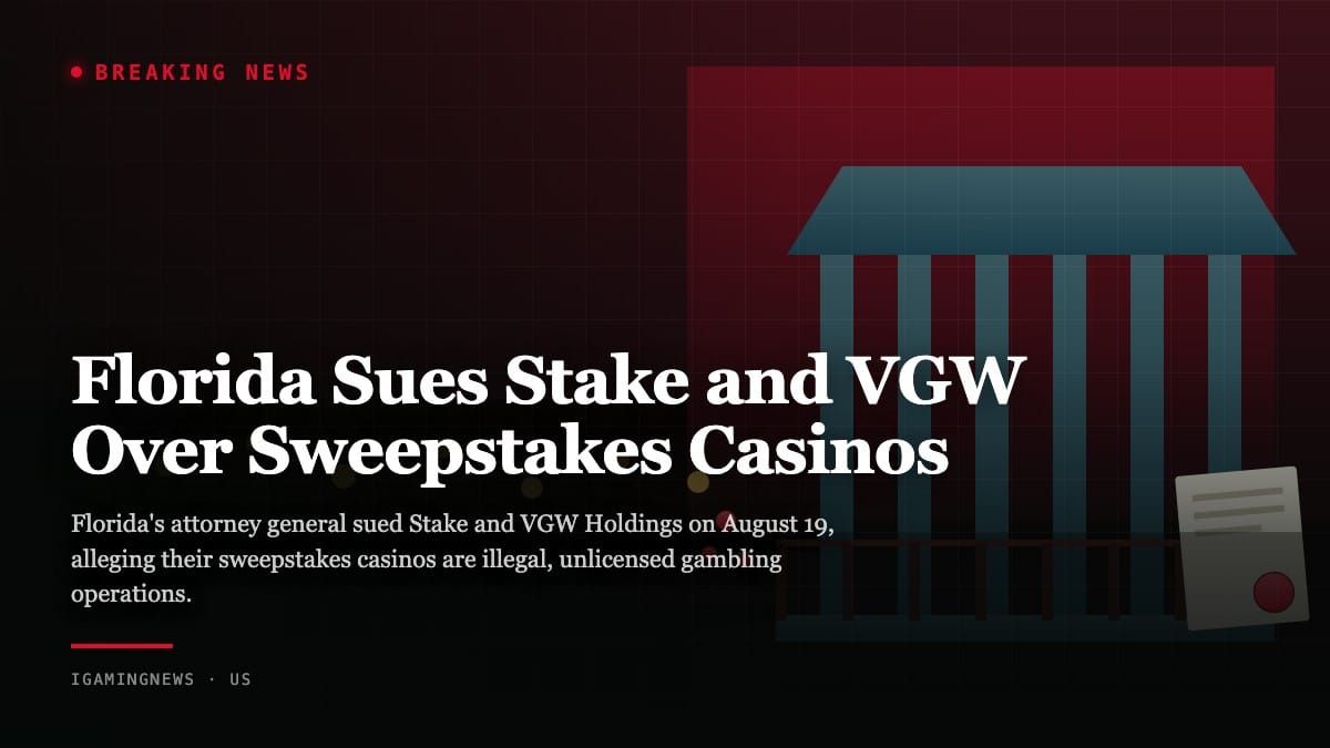 Florida Sues Stake and VGW Over Sweepstakes Casinos