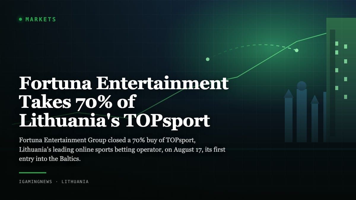 Fortuna Entertainment Takes 70% of Lithuania's TOPsport
