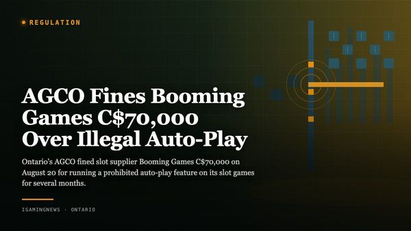 AGCO Fines Booming Games C$70,000 Over Illegal Auto-Play