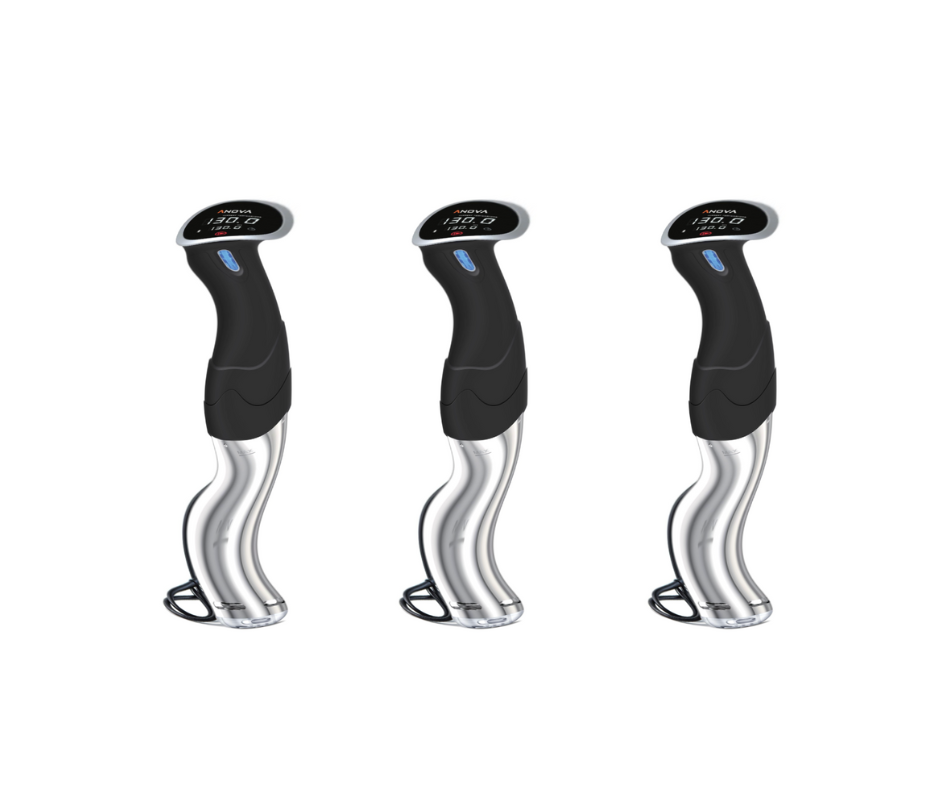 Three metal and silicone or plastic wands, distorted on a white background