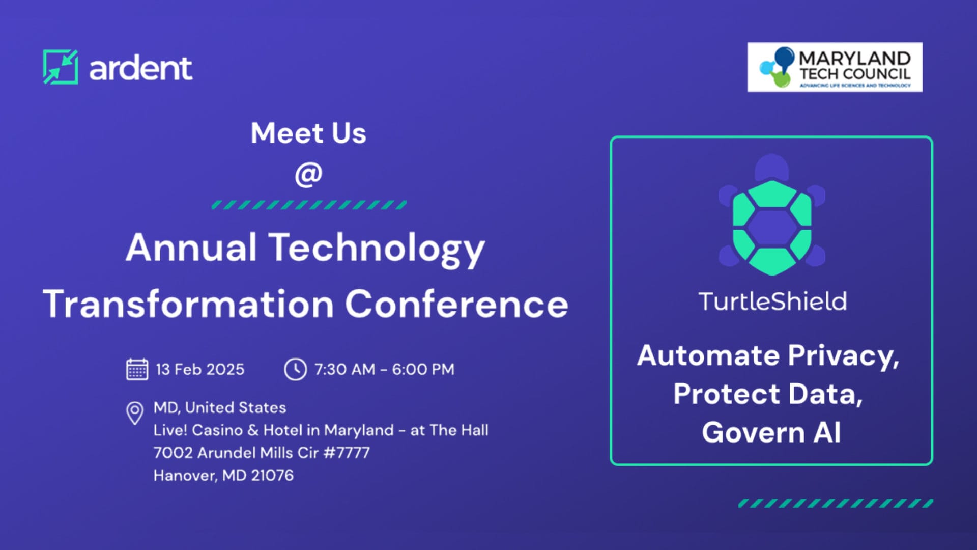 Meet Ardent Privacy @ Annual Technology Transformation Conference 2025 in Maryland