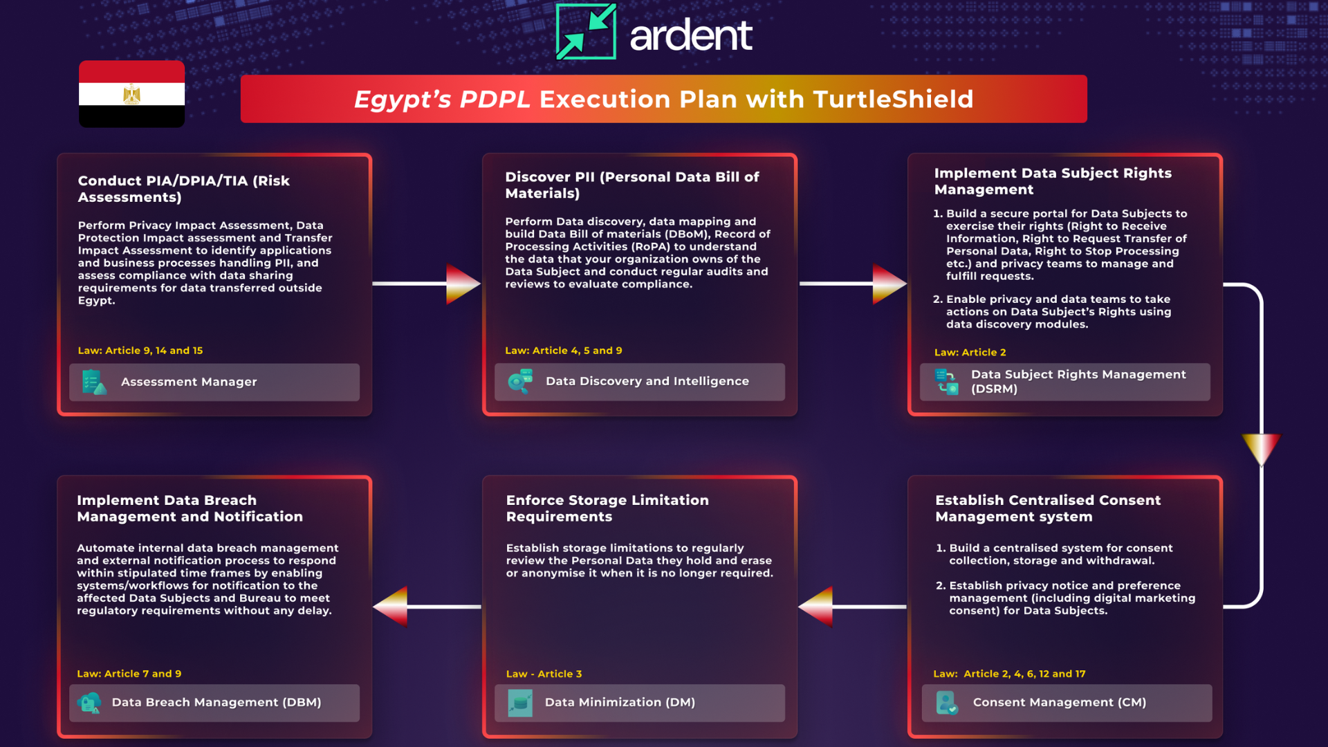 Egypt’s PDPL Execution Plan with TurtleShield: Six Steps to your Compliance Journey