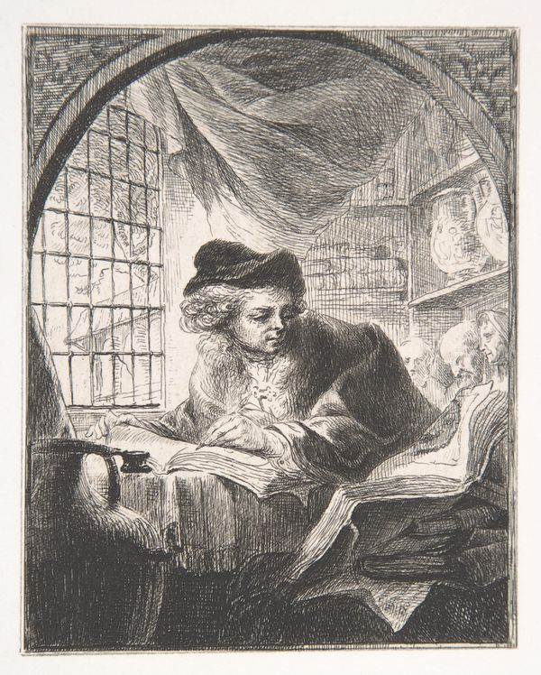 Young Man Writing and Reading from Large Volume at His Left. Dominique Vivant Denon. Public domain.