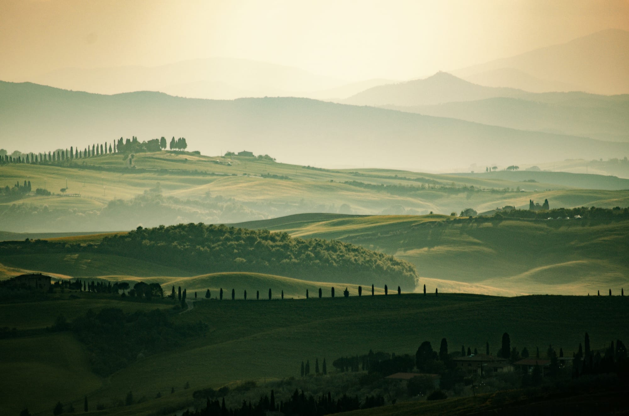 The rolling green hills of Tuscany, home of Chianti Classico wine and authentic Italian food.