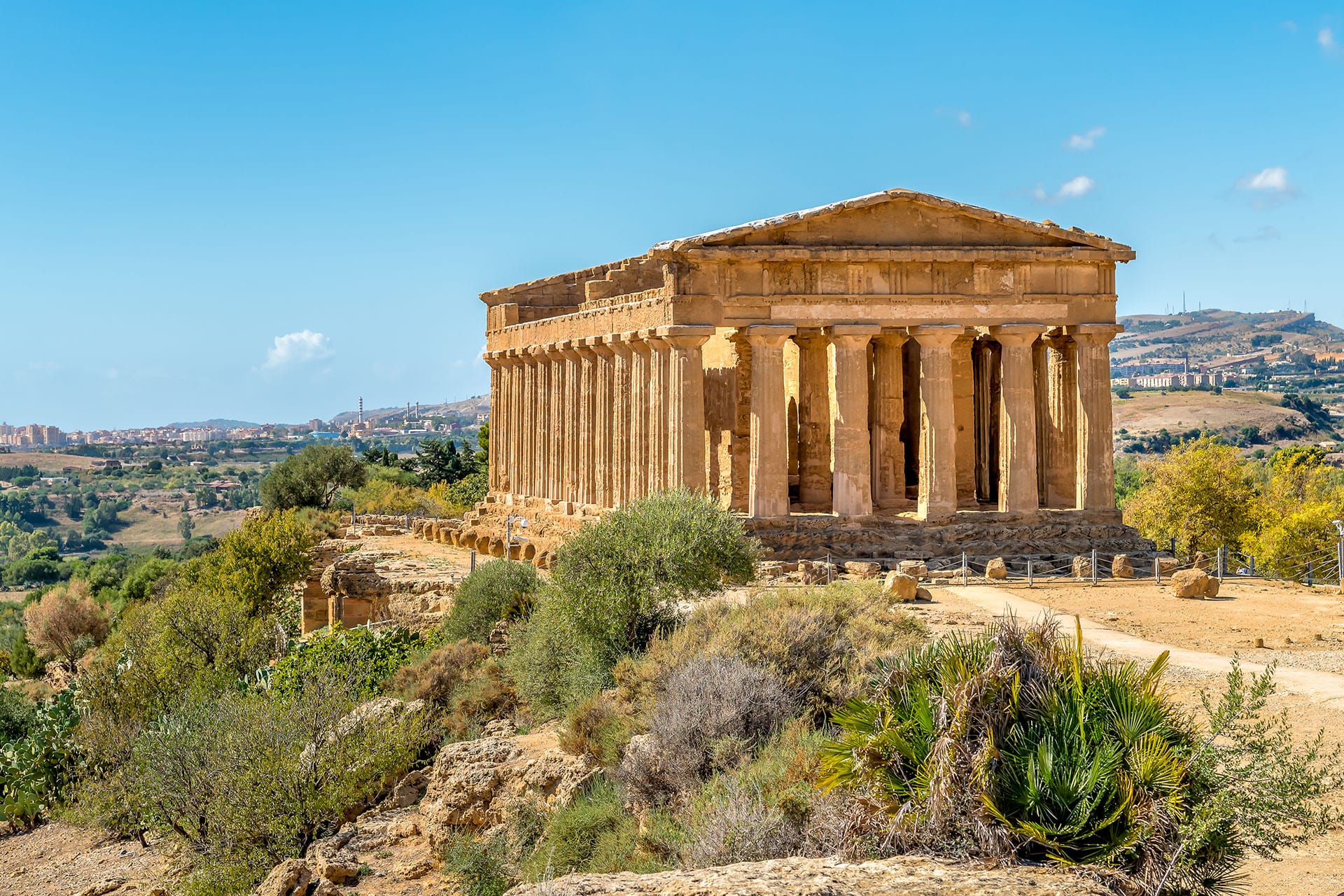 Ancient Greek Temple of Concordia in the Valley of the Temples, Agrigento, Sicily.