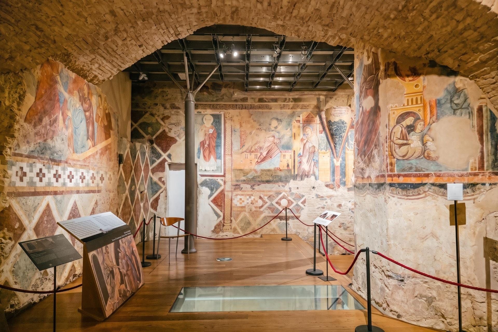 Medieval 13th-century frescoes in the rediscovered crypt beneath Siena Cathedral