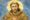 Illustrated portrait of Francis with a halo, in the style of early Franciscan devotional art