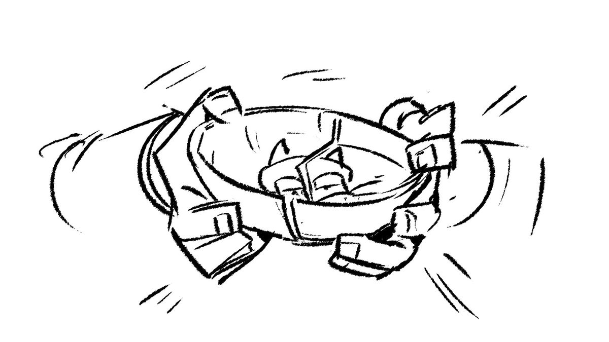 Two hands holding two pieces of a broken Garfield bowl together.