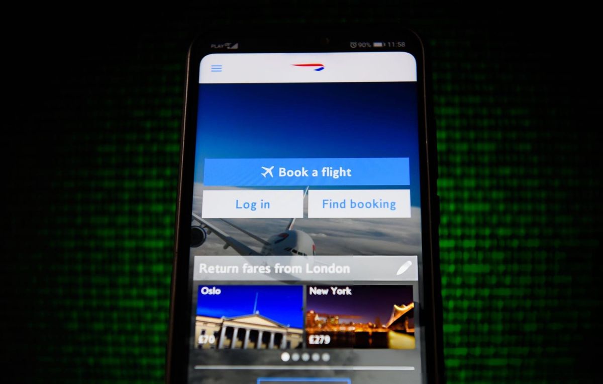 British Airways app seen displayed on a smartphone.