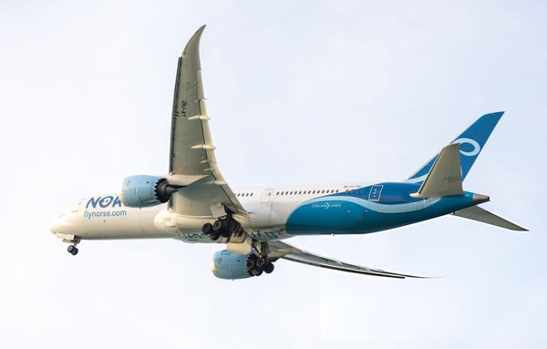 Norse Atlantic Airways (Boeing 787-9) plane takes off from Phuket International Airport.