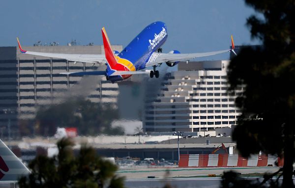 A Southwest Airlines Boeing 737 airplane departs from Los Angeles International Airport en route to Dallas.