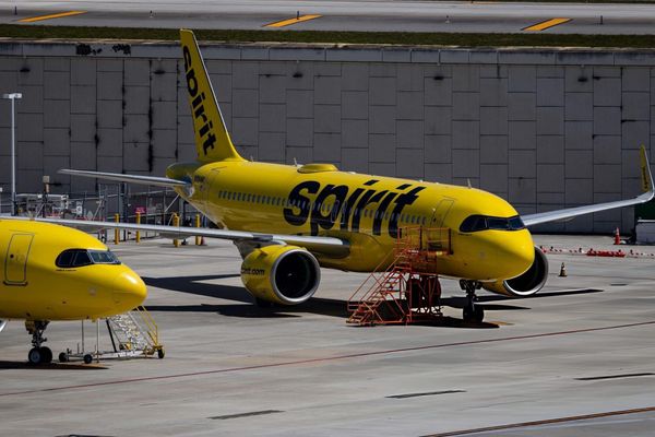 Spirit Airlines airplanes at Fort Lauderdale-Hollywood International Airport (FLL) in Fort Lauderdale, Florida, US, on Wednesday, April 22, 2026.