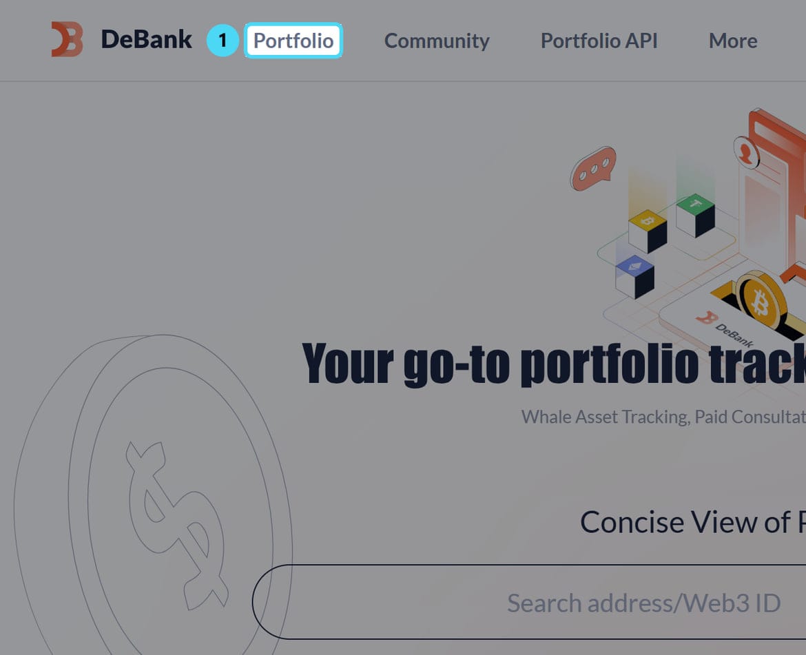 Screenshot of debank.com: Portfolio