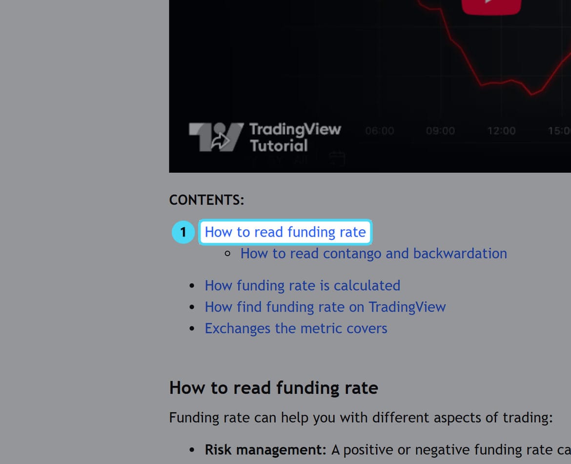 Screenshot of tradingview.com: How to read funding rate