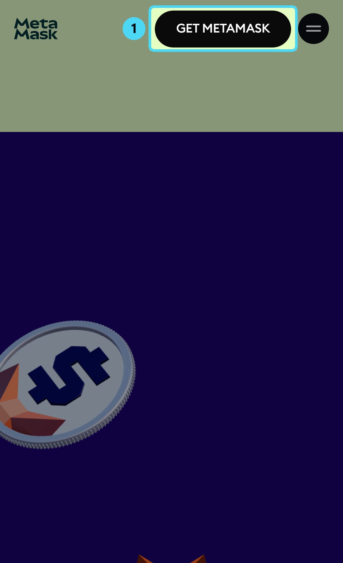 Screenshot of metamask.io: GET METAMASK GET METAMASK