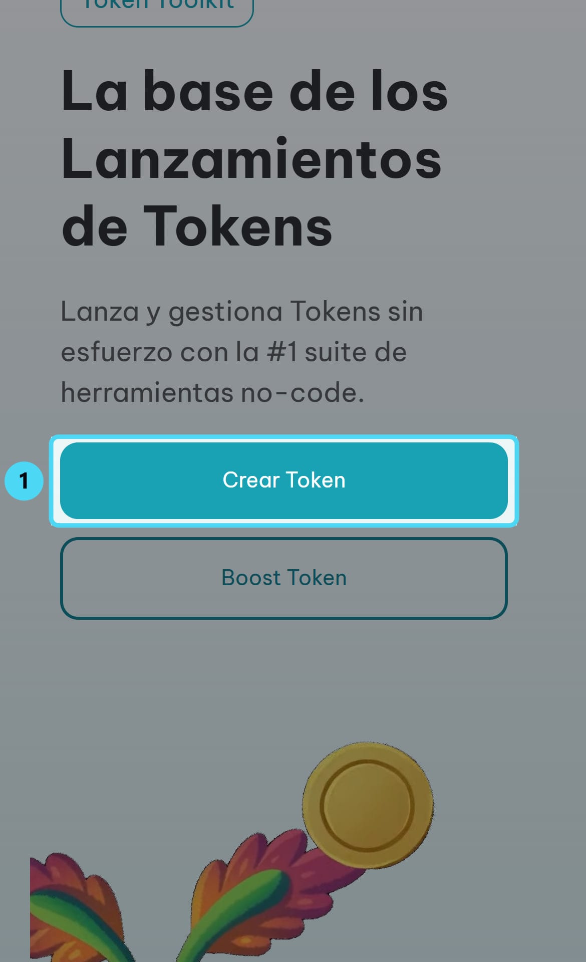 Screenshot of smithii.io: Crear Token